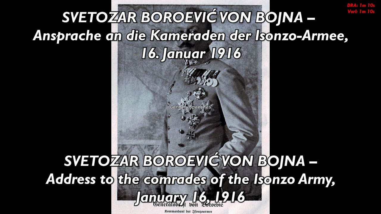 Svetozar Boroević von Bojna – Address to the comrades of the Isonzo Army, January 16, 1916