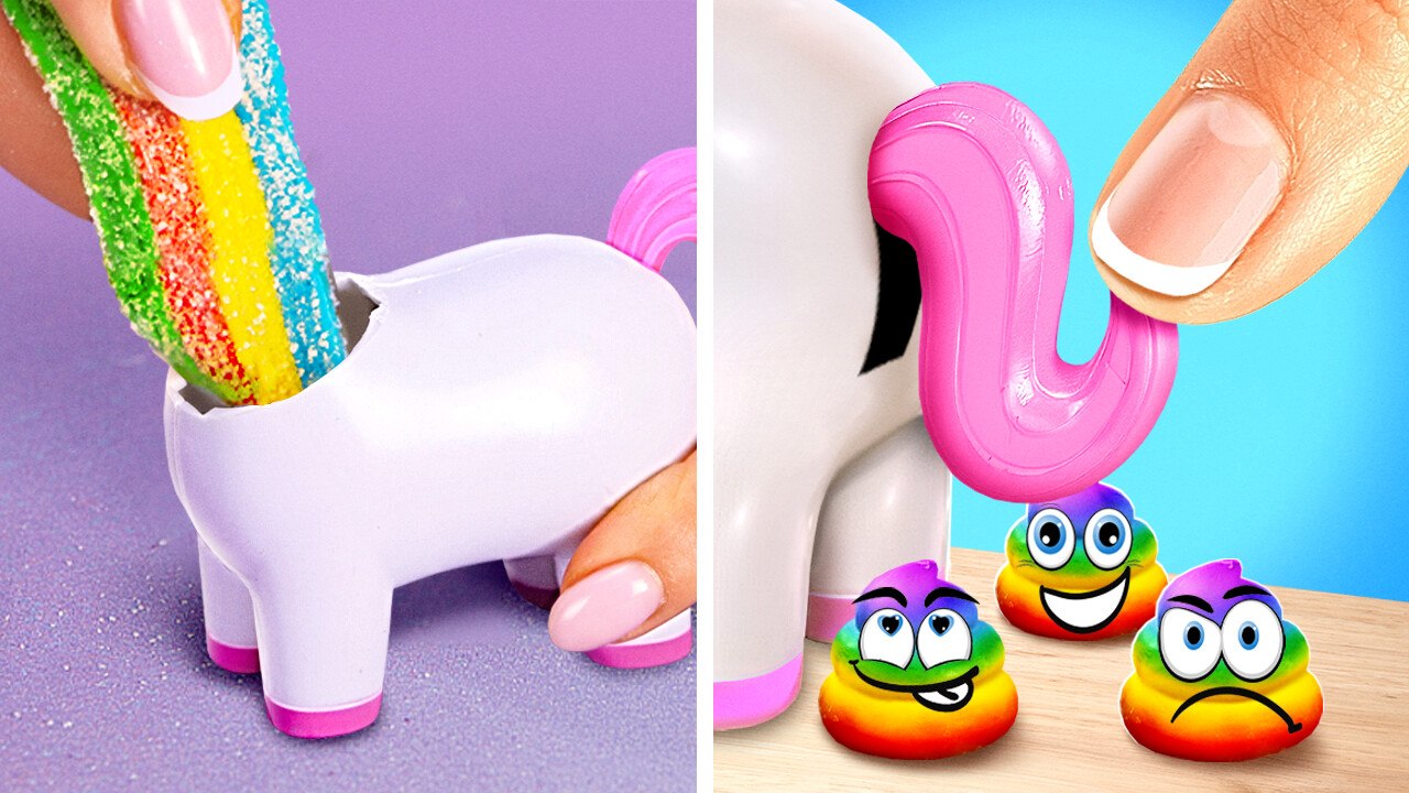 WOW! It's CANDY UNICORN POO 🌈 *BIG VS SMALL ASMR SWEETS*