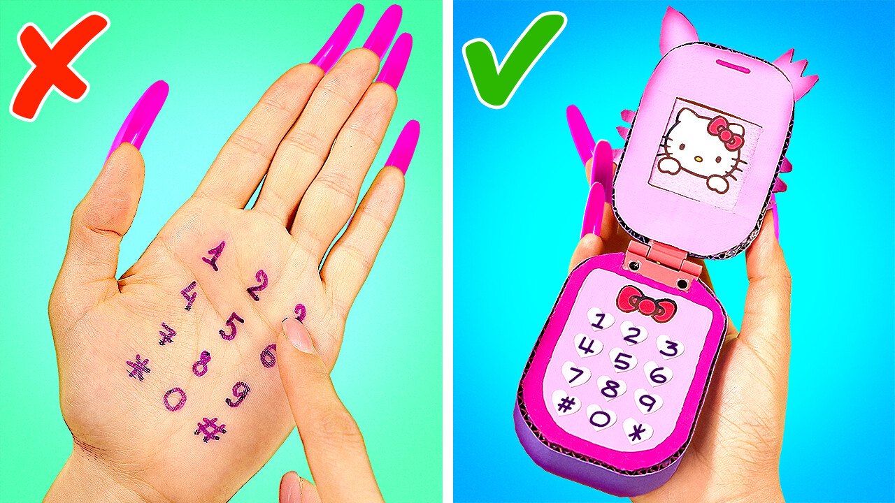 My Barbie Made Hello Kitty Phone 🐱 *Building Doll Dreamhouse From Trash*