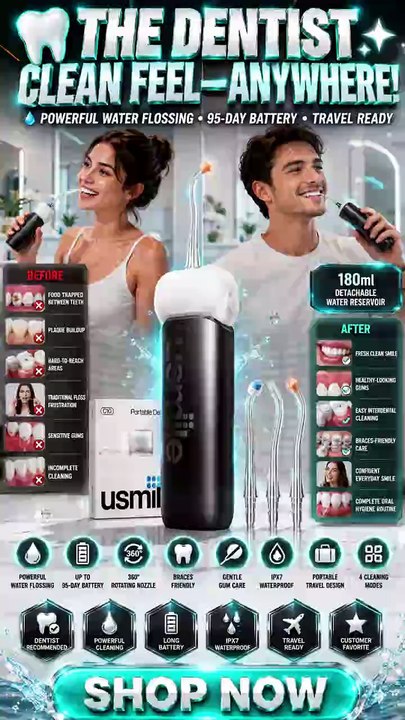 usmile C10 Portable Water Flosser | Travel Water Flosser with 95-Day Battery