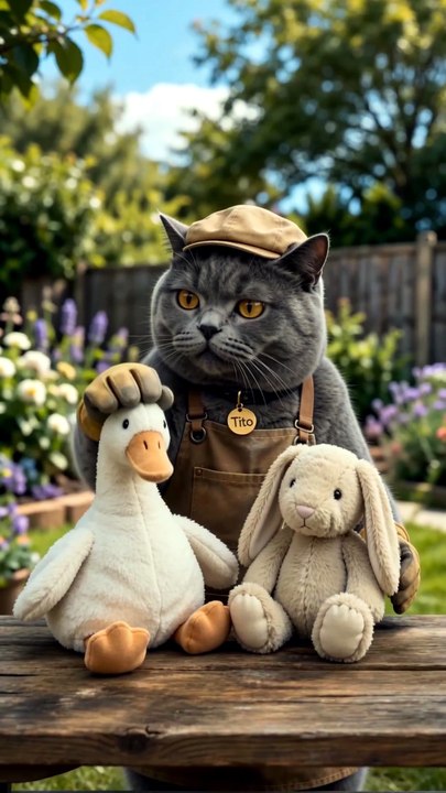 Tito turned old plushies into garden decor .mp4