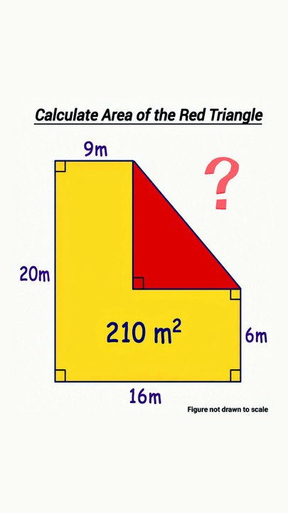 Calculate the area of the red triangle in the image.
