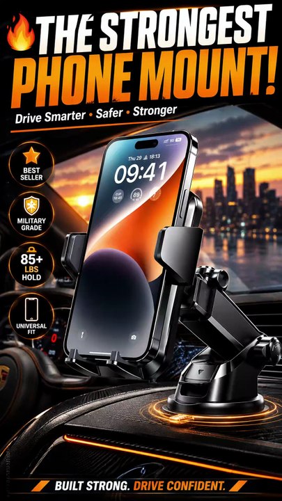 VANMASS Military-Grade Car Phone Mount | Strong Suction Dashboard, Windshield & Vent Holder