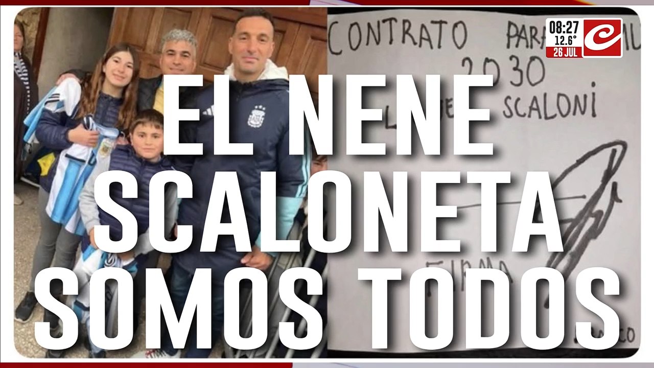 El engaño más tierno: un nene le hizo firmar un "contrato" a Scaloni hasta el 20230