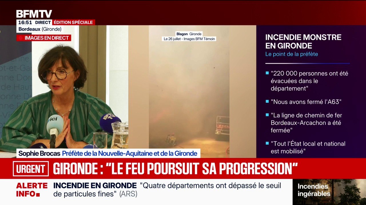 Incendie en Gironde: "Il n'y aura pas de retour" des évacués "tant que le feu ne sera pas fixé", annonce la préfète