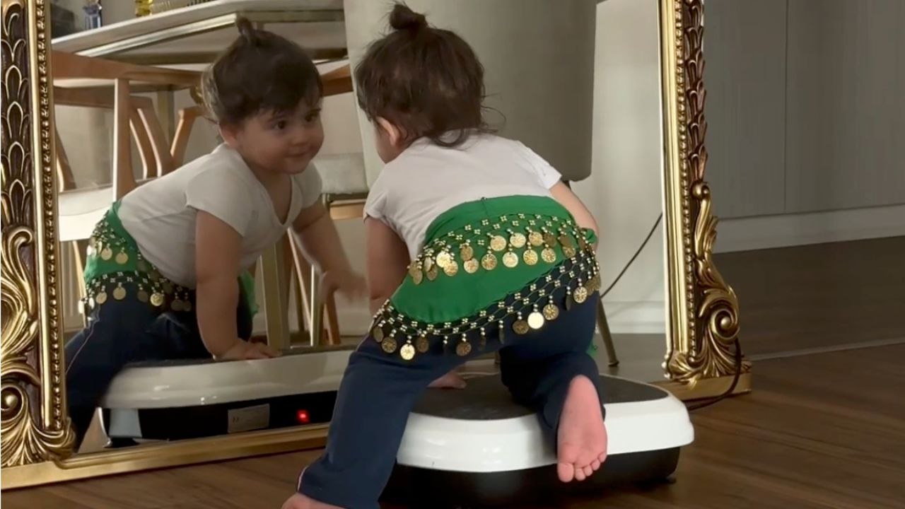 Toddler Finds Her Rhythm On Workout Equipment