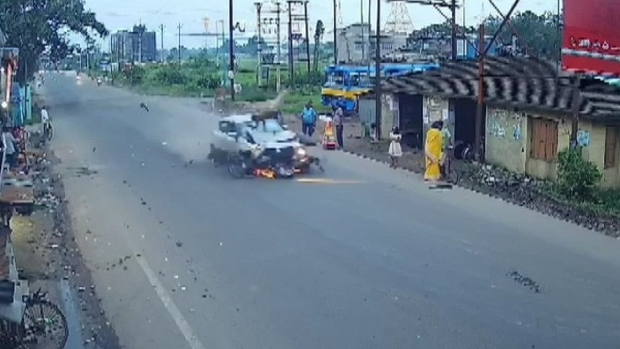 Caught on camera: Speeding car sends biker flying in fatal Hooghly crash