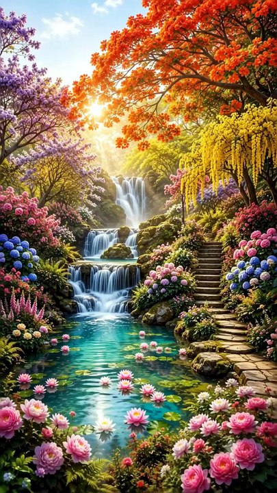 Enchanted forest with lake.