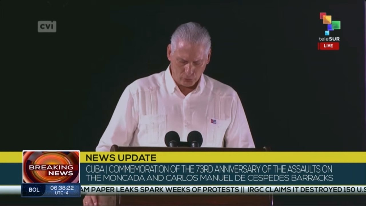 Pres. Diaz-Canel on the effects of U.S. sanctions, during his speech marking National Rebellion Day