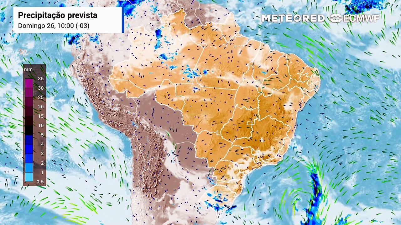 Domingo, 26 de julho: chuva, nebulosidade e ventos