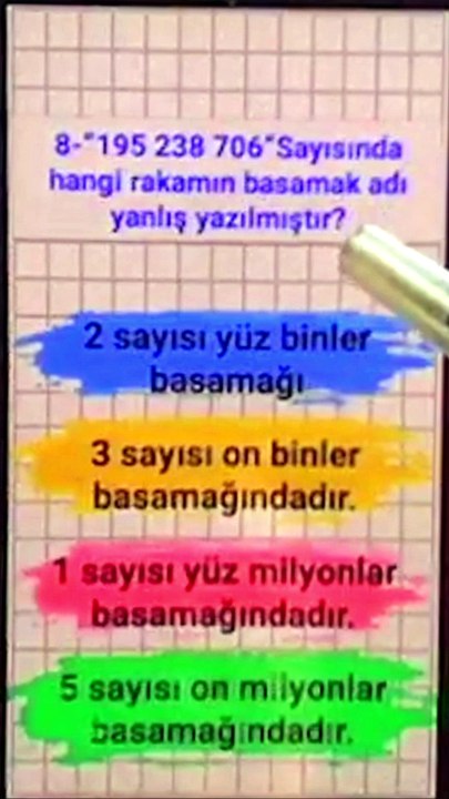 2.8- Basamak ve bölük adları (test) - 5. Sınıf Matematik #shorts
