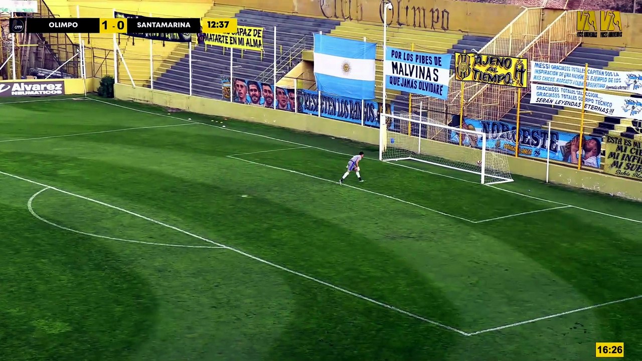 Gol de mitad de cancha de Braian Guille: Olimpo 2-Satamarina 0. Video: Voces Aurinegras