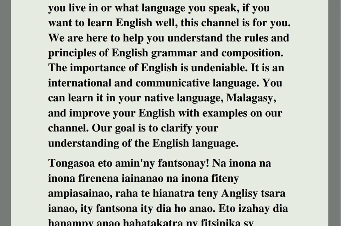 Mianatra Teny Anglisy Amin'ny Teny Malagasy(Mianara momba ireo sokajin-teny) amin'ny tenin-dreninao