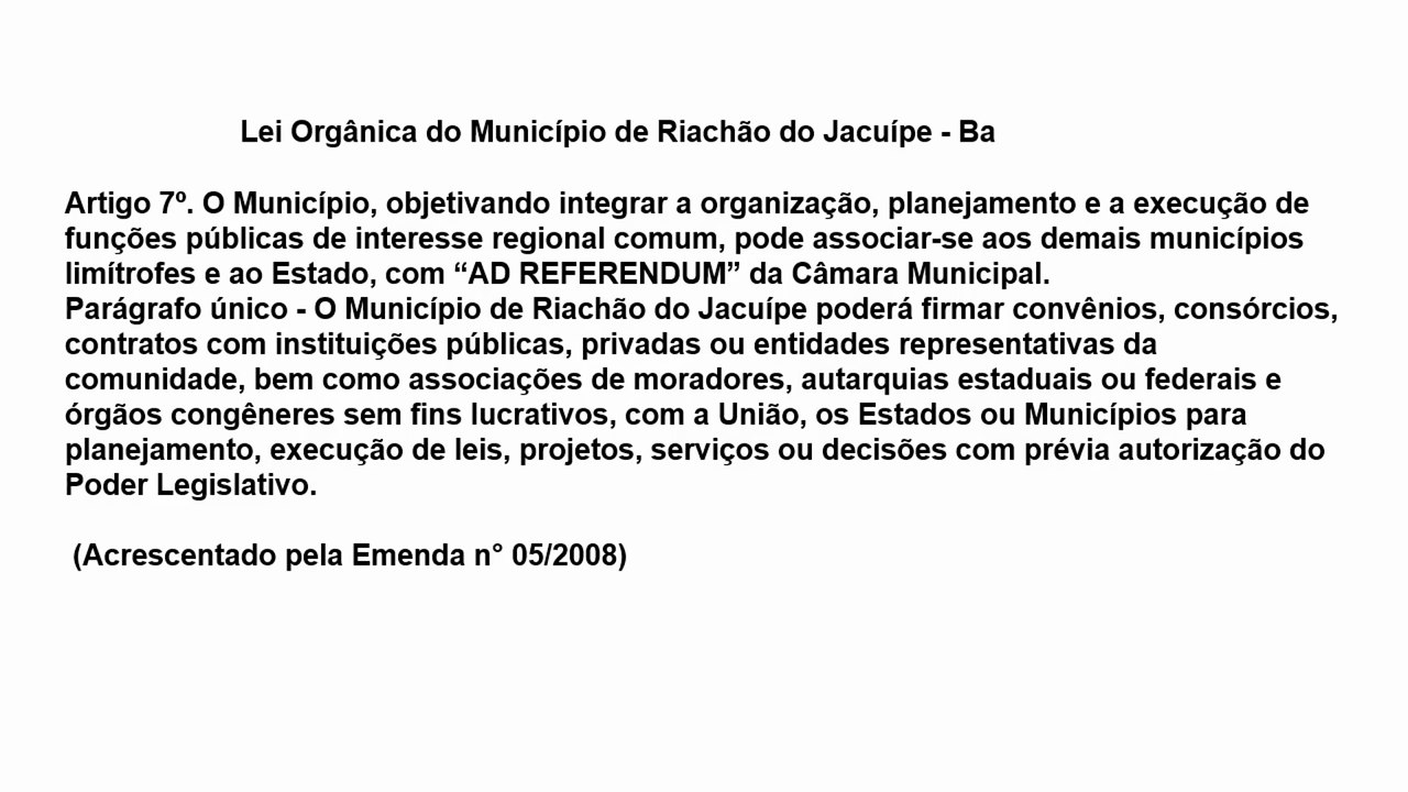 Lei Orgânica do Município de Riachão do Jacuípe - Ba.
