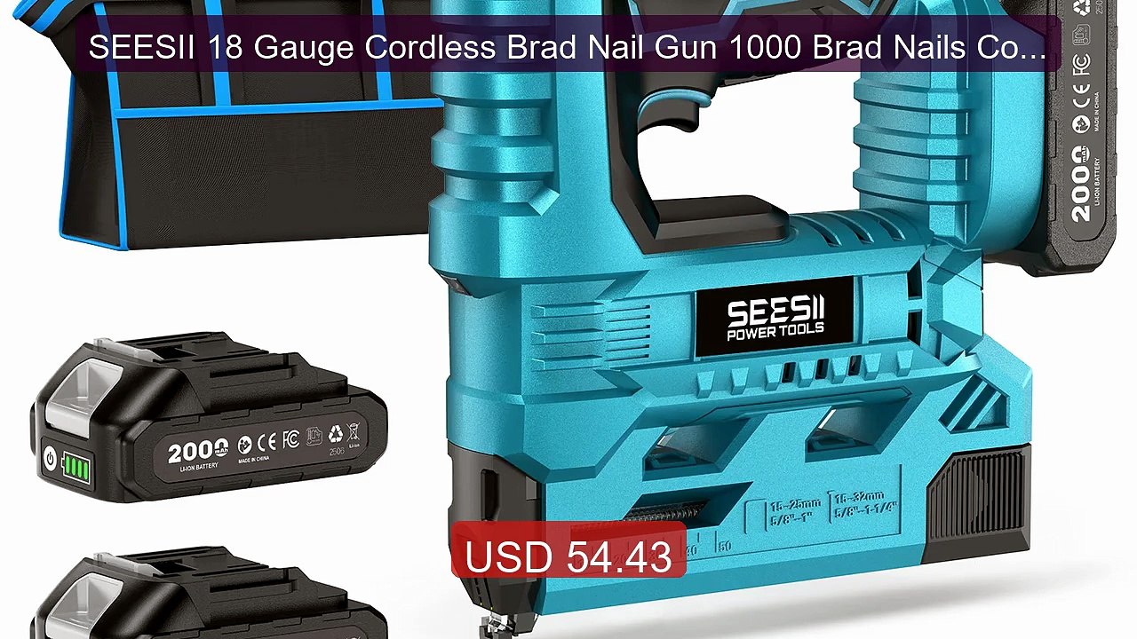 SEESII 18 Gauge Cordless Brad Nail Gun 1000 Brad Nails Cordless Sta... -- Top Rated 2026 | Buy Now!