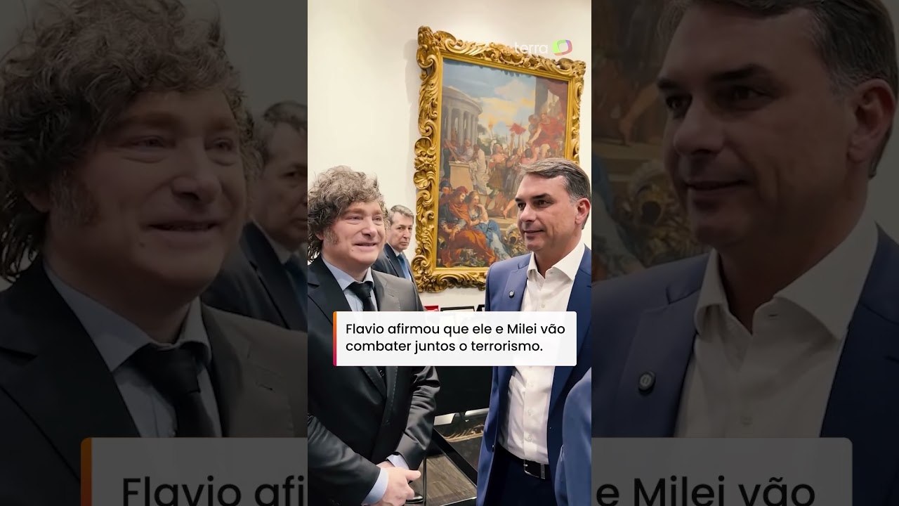 Flávio Bolsonaro posta encontro com Javier Milei: 'Uma pena que não posso ver o seu pai' #shorts