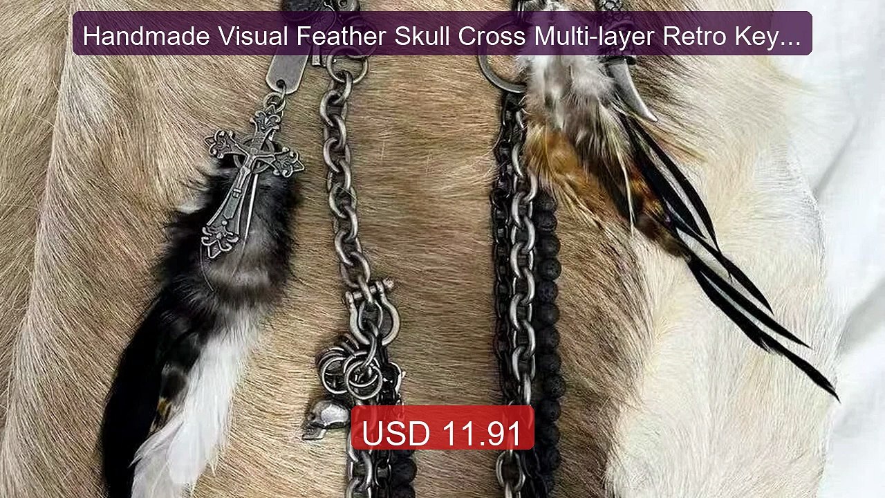 Handmade Visual Feather Skull Cross Multi-layer Retro Keychain Pant... -- Top Rated 2026 | Buy Now!