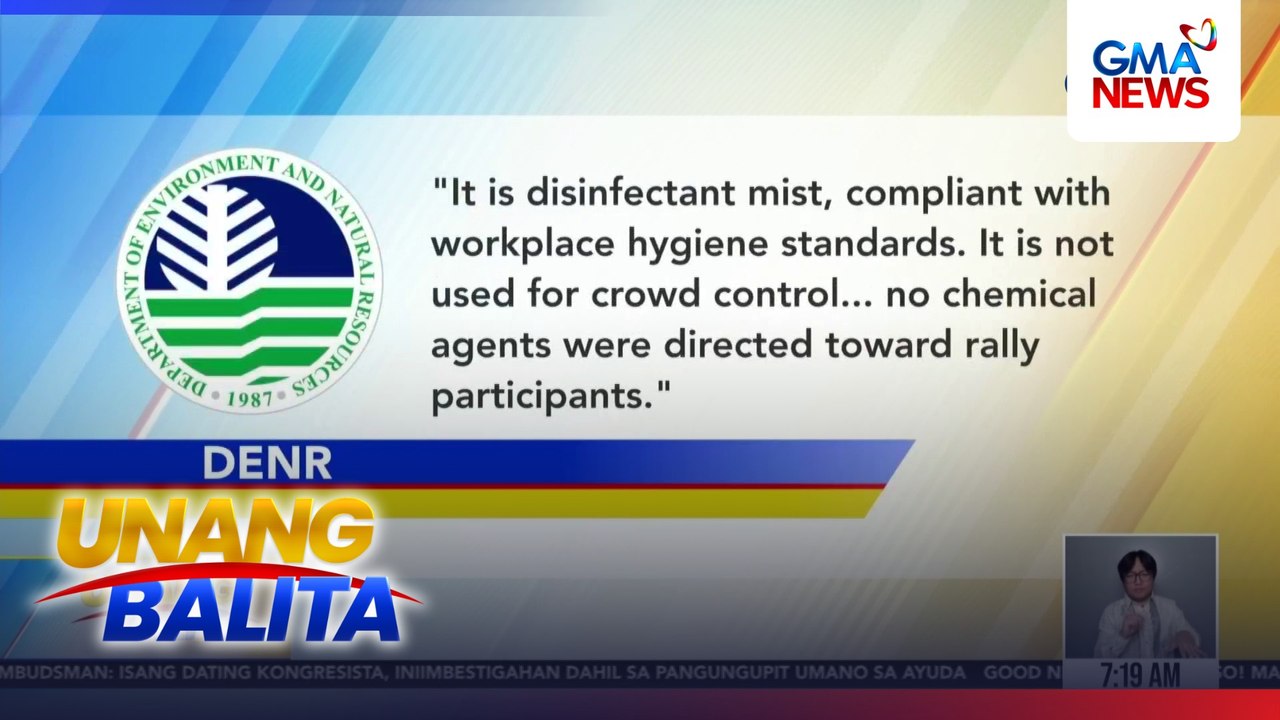 Tinanggi ng DENR na naglabas sila ng pesticide gas sa mga raliyistang nasa harap ng kanilang tanggapan kahapon | Unang Balita