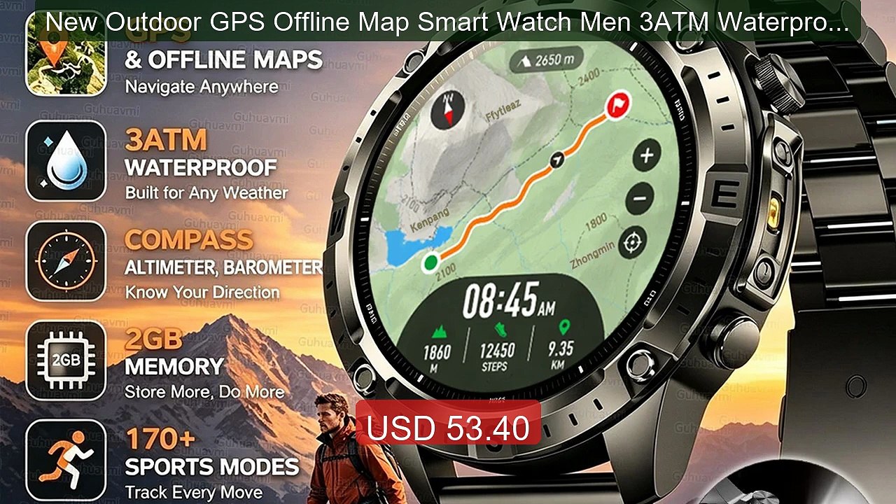 New Outdoor GPS Offline Map Smart Watch Men 3ATM Waterproof... -- Top Pick 2026 | Unbeatable Price!