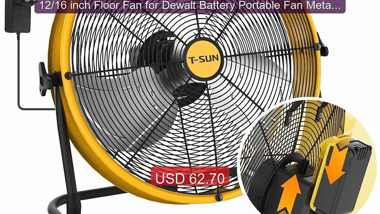 12/16 inch Floor Fan for Dewalt Battery Portable Fan Metal Industri... -- Top Rated 2026 | Buy Now!