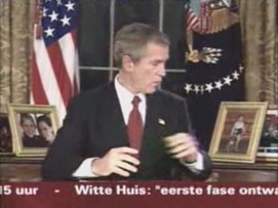 George W Bush clowning around before announcing the Iraqi Wa