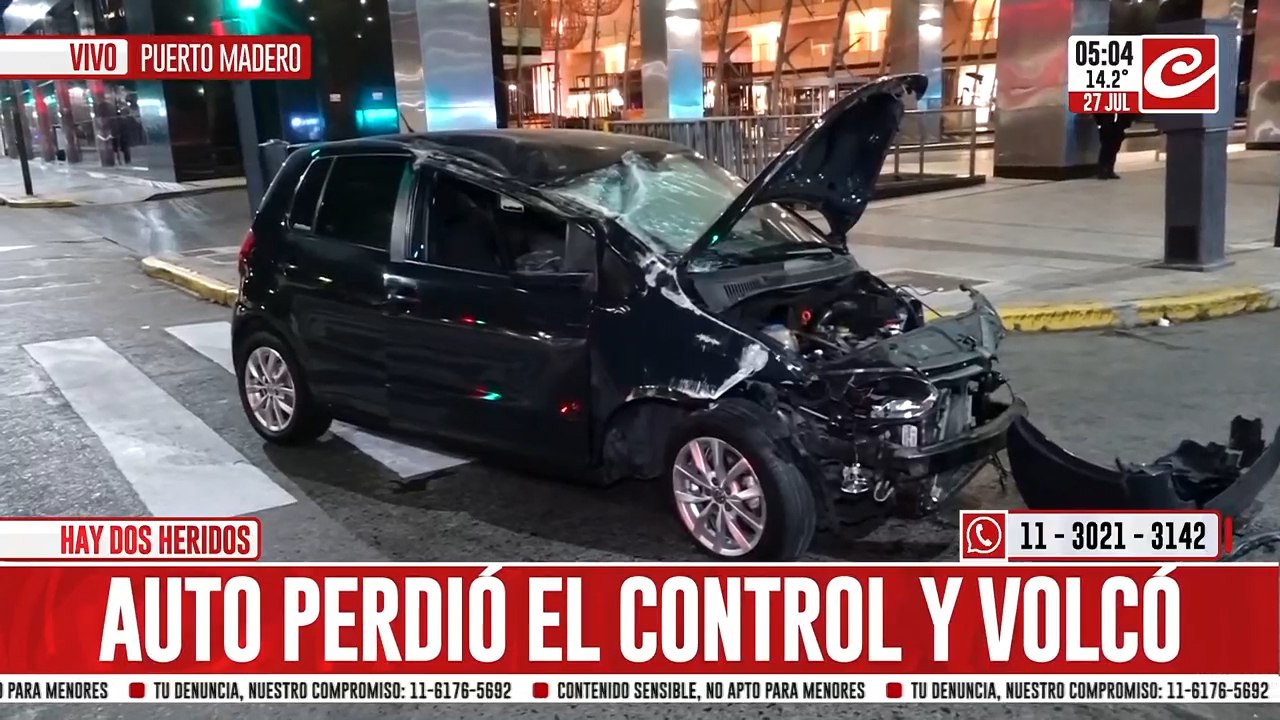 Impresionante accidente en Puerto Madero: hay dos persona herida