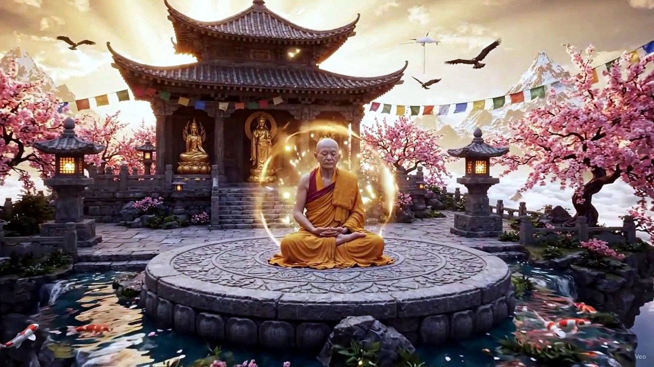 Floating Temple Meditation Above the Clouds | Relaxing Zen Ambience for Sleep, Focus & Inner Peace