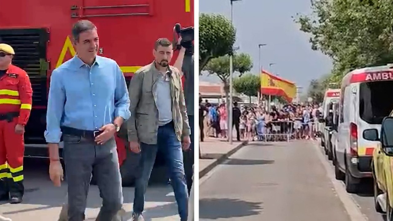 Gritos contra Sánchez en su visita al puesto de mando del incendio en Vall de Uxó: "¡Traidor, no hacéis nada!"