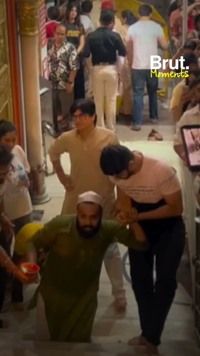 Man climbed temple on knees