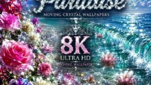 🌸 Crystal Paradise Beach 🌊 10 Minutes of Soft Ocean Waves | 4K UHD Moving Crystal Wallpaper | Relax & Unwind