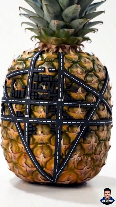 🍍 Building a Mini City Inside a Giant Pineapple! #shorts