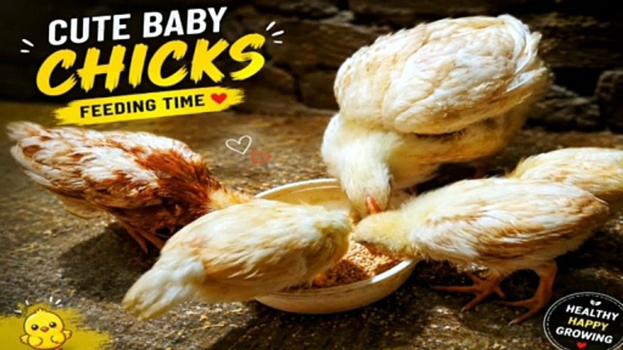 Cute Baby Chicks Eating Together | Chicken Feeding Time 🐥