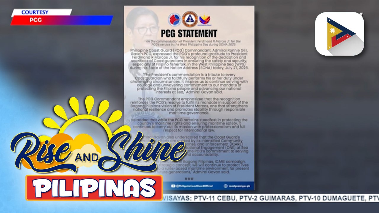 PCG, nagpasalamat sa pagkilala ni PBBM sa dedikasyon at sakripisyo ng Coast Guardians sa pagtatanggol ng karapatan ng Pilipinas sa West Philippine Sea