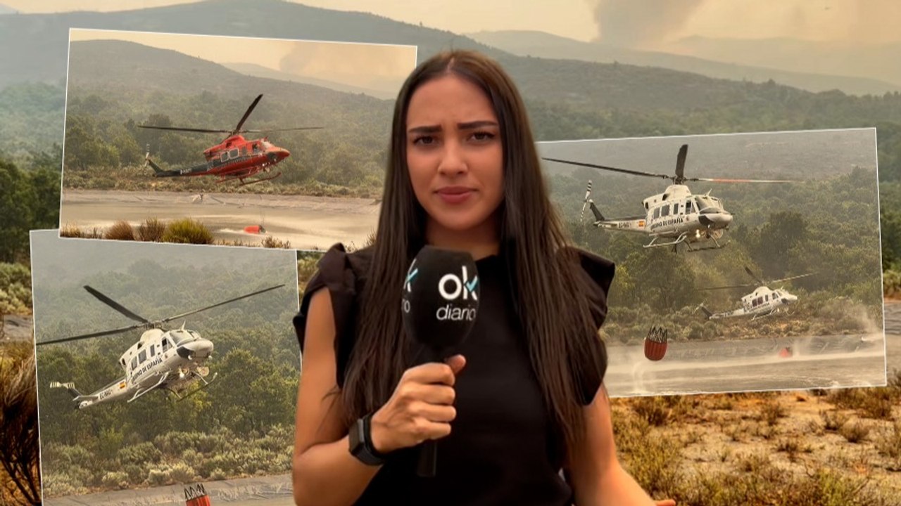 "Apocalypse Now" en Burgohondo: OKDIARIO con los helicópteros que combaten el fuego en Ávila