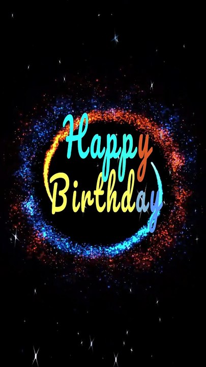 Elegant  Happy Birthday Text Animation with Sparkling Particles and Light Trails
