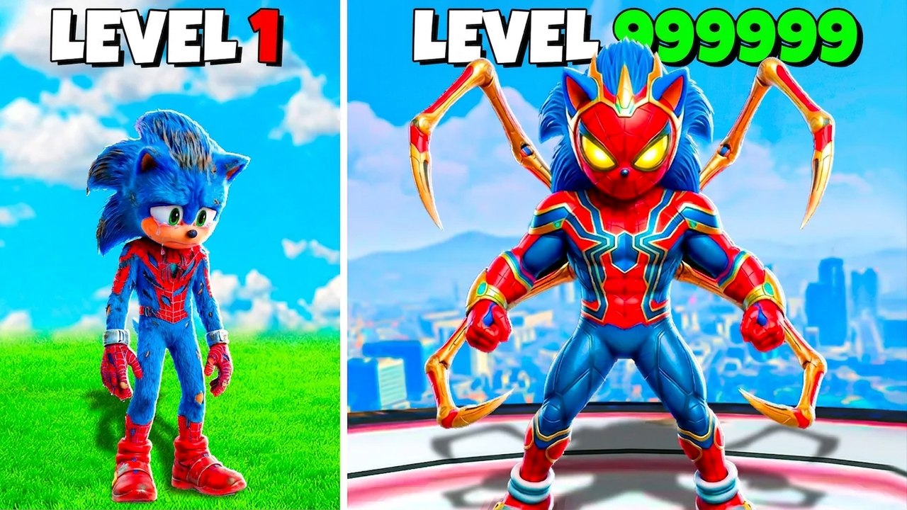 SPIDER-MAN SONIC: From Level 1 to 1,000,000 in GTA 5! (Sonic Movie Mod)