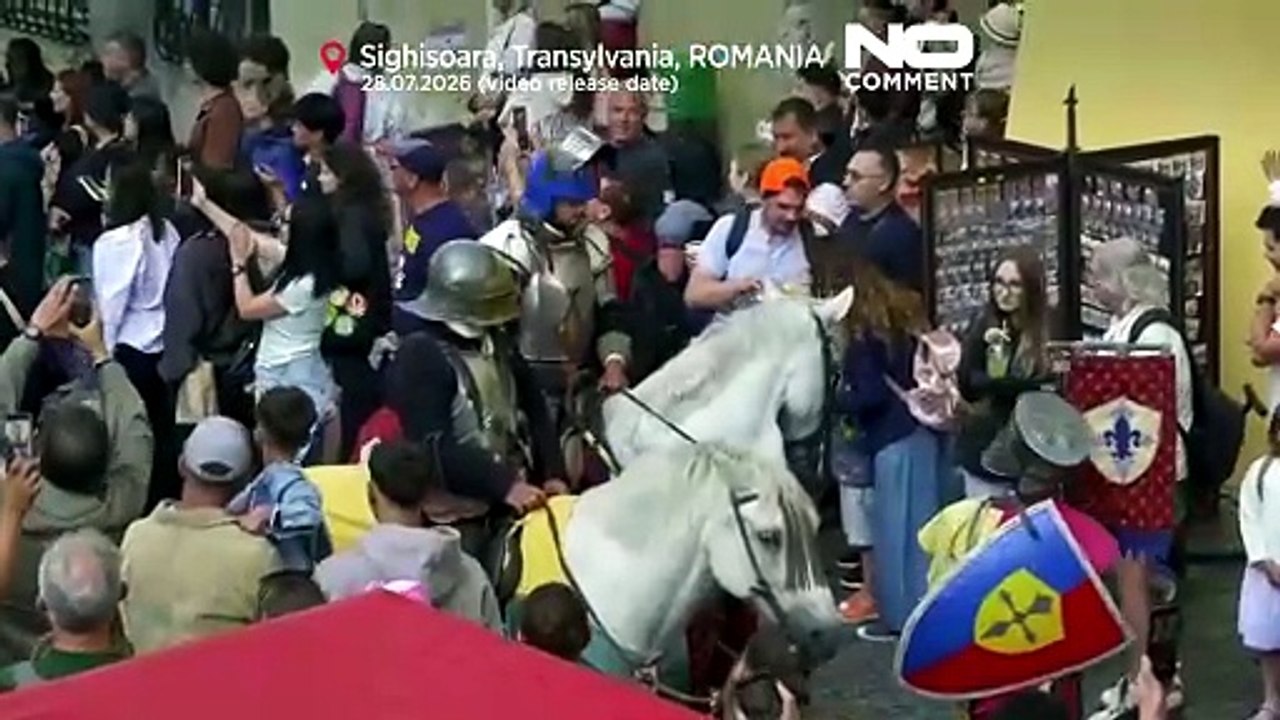 Medieval costumes and parades fill Sighisoara streets in Romania