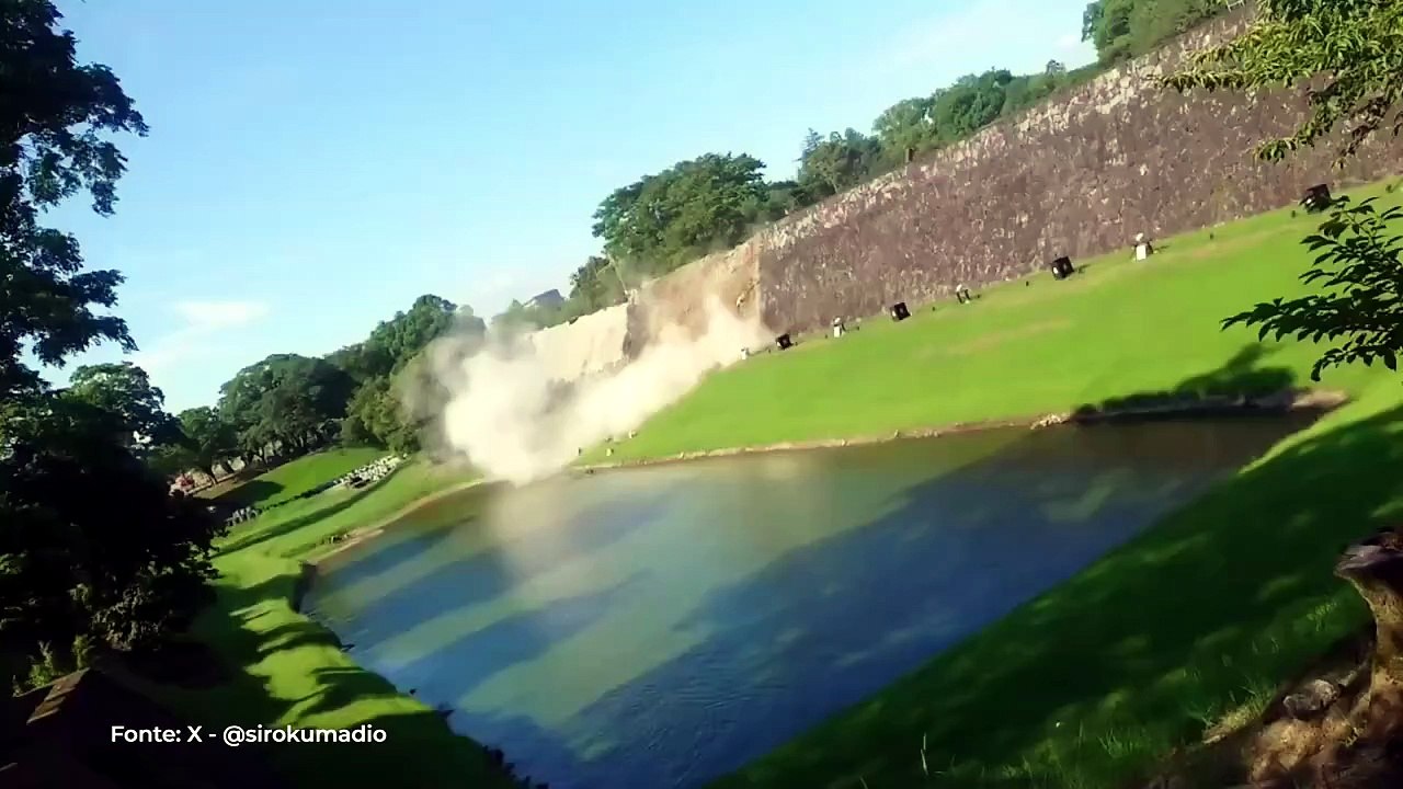 Terremoto in Giappone, frana il muro del castello di Kumamoto
