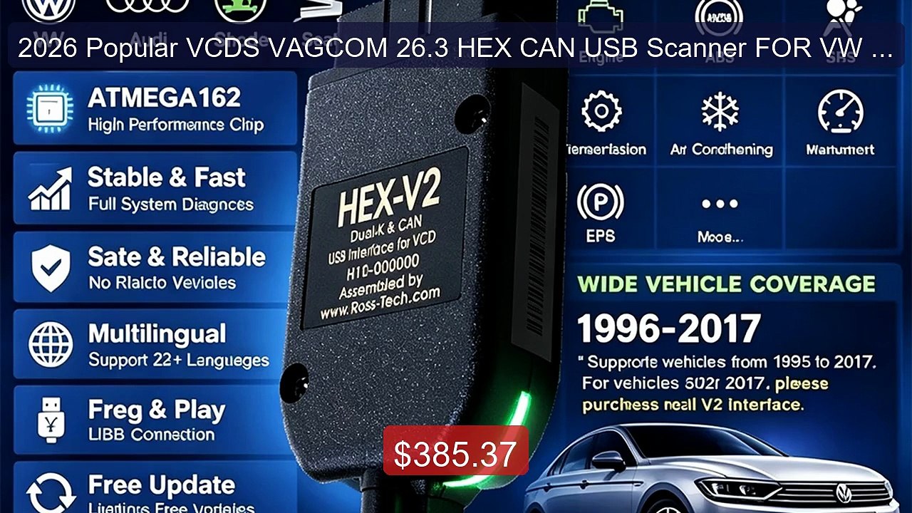 2026 Popular VCDS VAGCOM 26.3 HEX CAN USB Scanner FOR VW AUDI Skod... -- Best Deal 2026 | Shop Now!