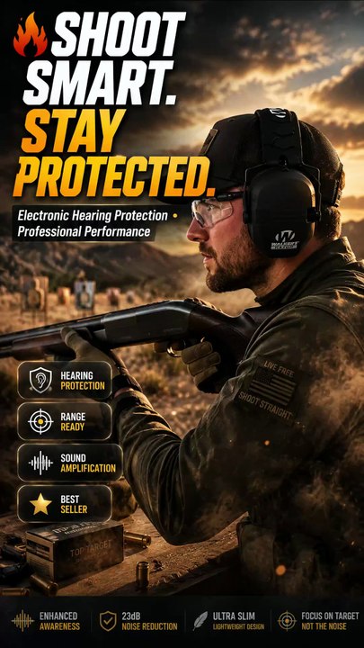 Walker's Razor Slim Electronic Hearing Protection Muff | Noise Reduction & Sound Amplification
