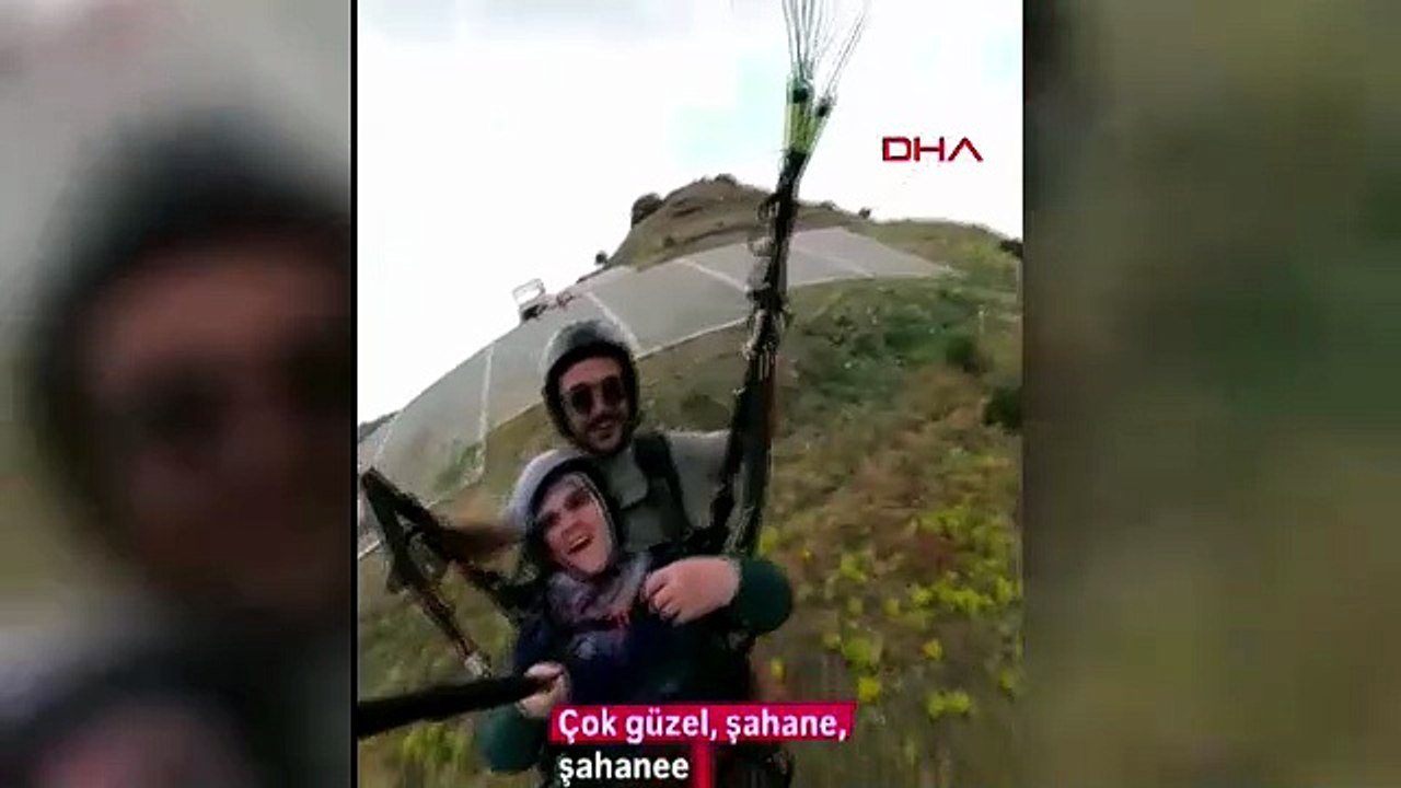 Kayseri’de hayrete düşüren görüntü! 77 yaşındaki kadın yamaç paraşütü yaptı