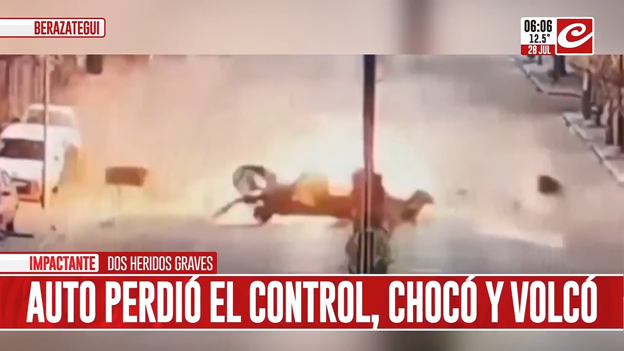 Tremendo accidente: perdió el control, chocó, volcó y se prendió fuego