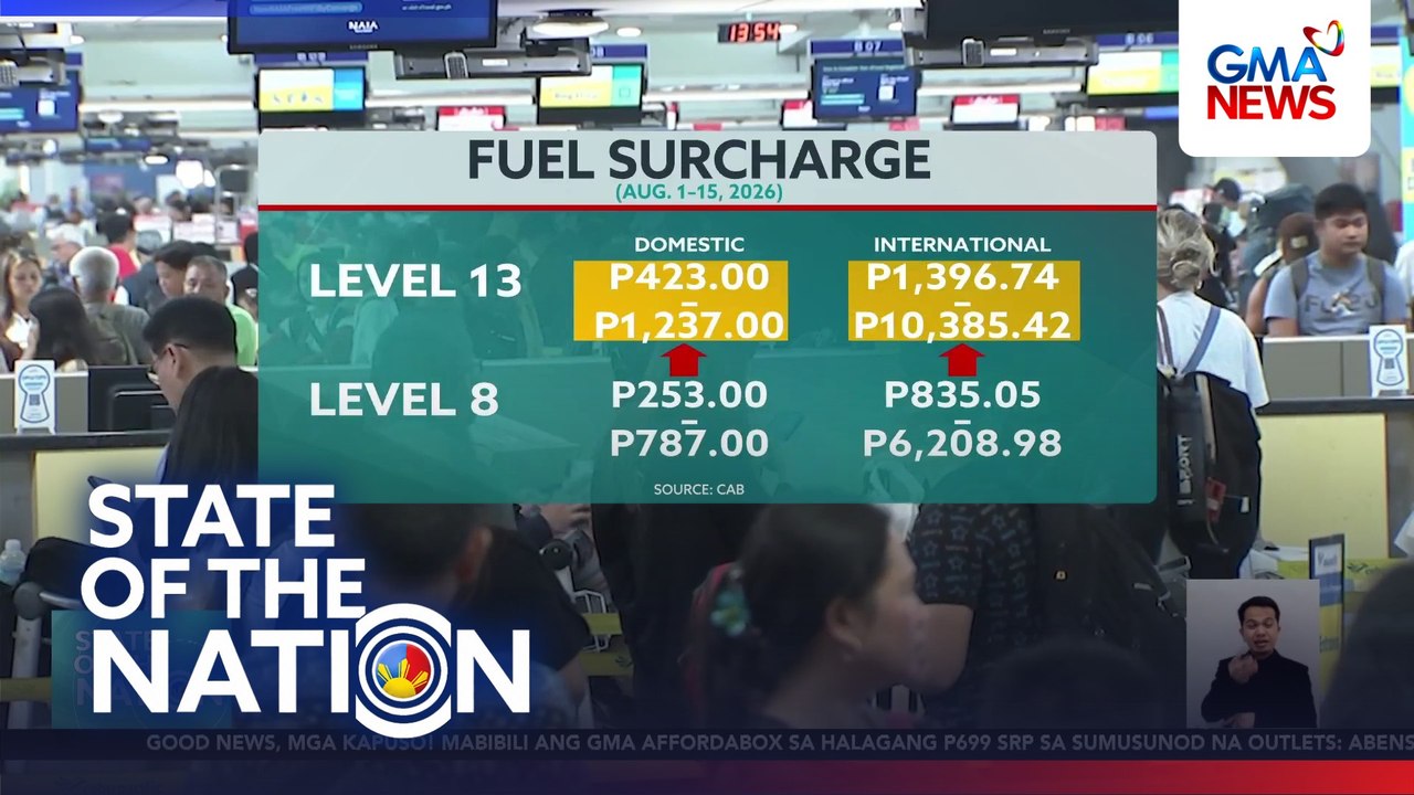 Fuel surcharge sa mga flight, tataas sa Aug. 1–15 | SONA