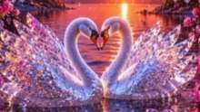 Crystal Swans at Sunset 🌸 8-Minute 4K UHD Relaxing Moving Wallpaper | Crystal Lake Ambience
