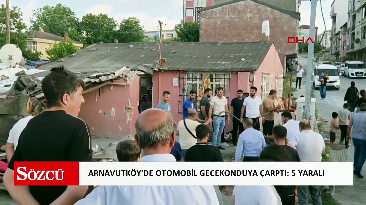 Arnavutköy'de otomobil gecekonduya çarptı: 5 yaralı