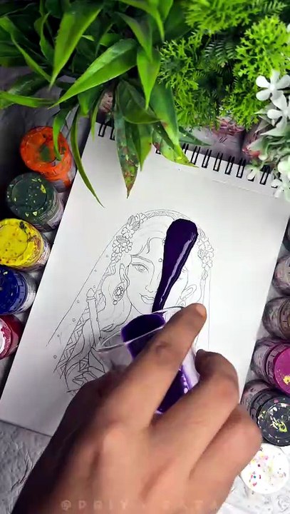 Wait for the final result... Radha Rani Painting 🌸