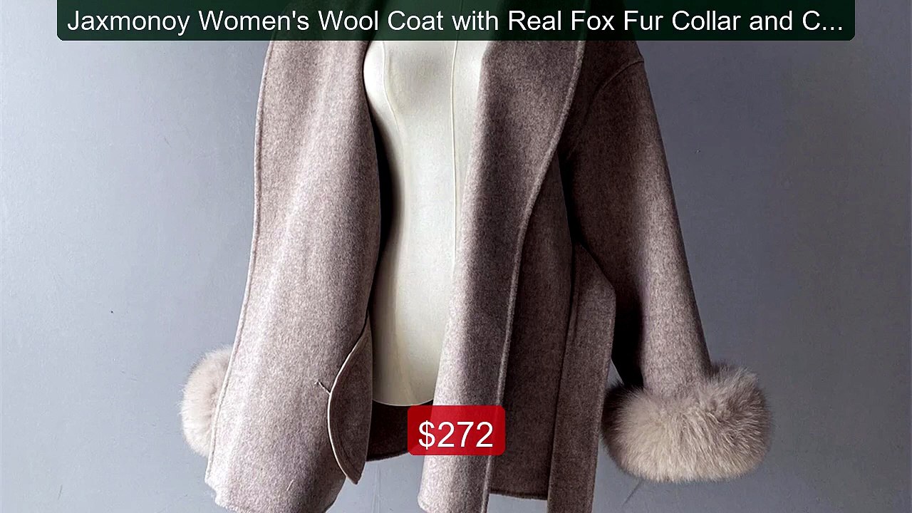 Jaxmonoy Women's Wool Coat with Real Fox Fur Collar and Cuffs... -- Amazing Value 2026 | Must Have!