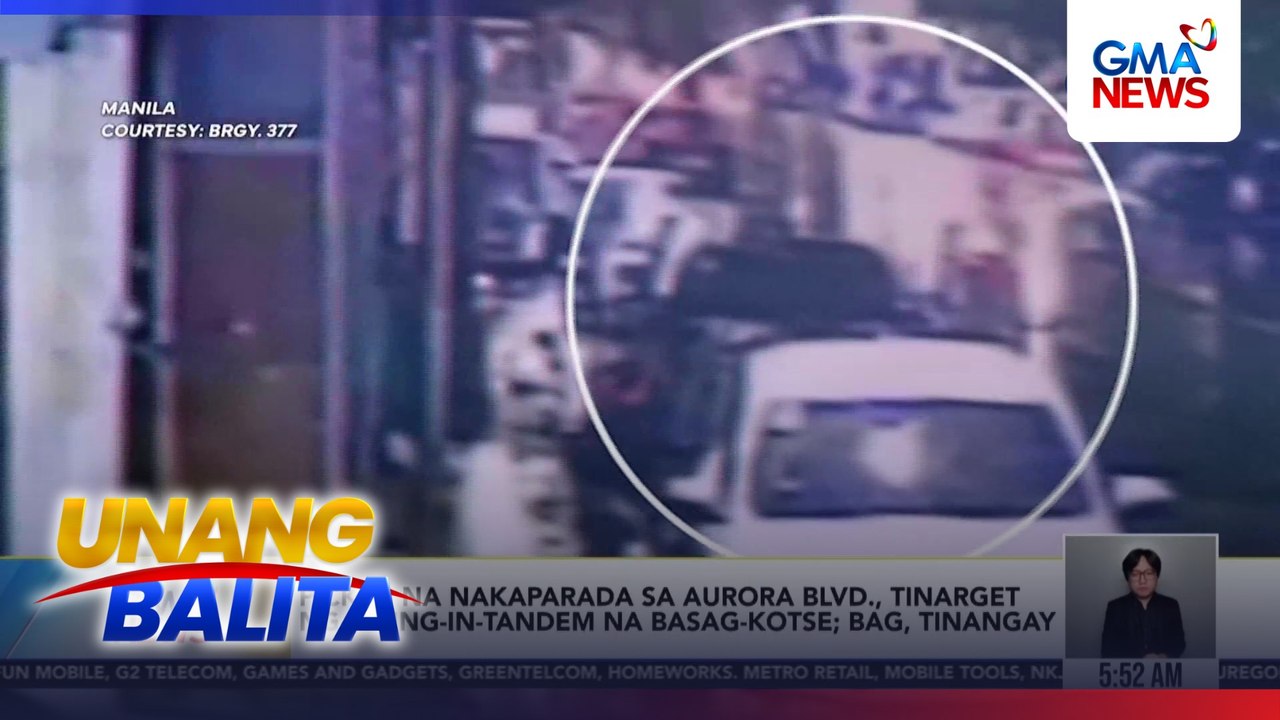 Pickup na nakaparada sa Aurora Blvd., tinarget ng riding-in-tandem na basag-kotse; bag, tinangay | Unang Balita