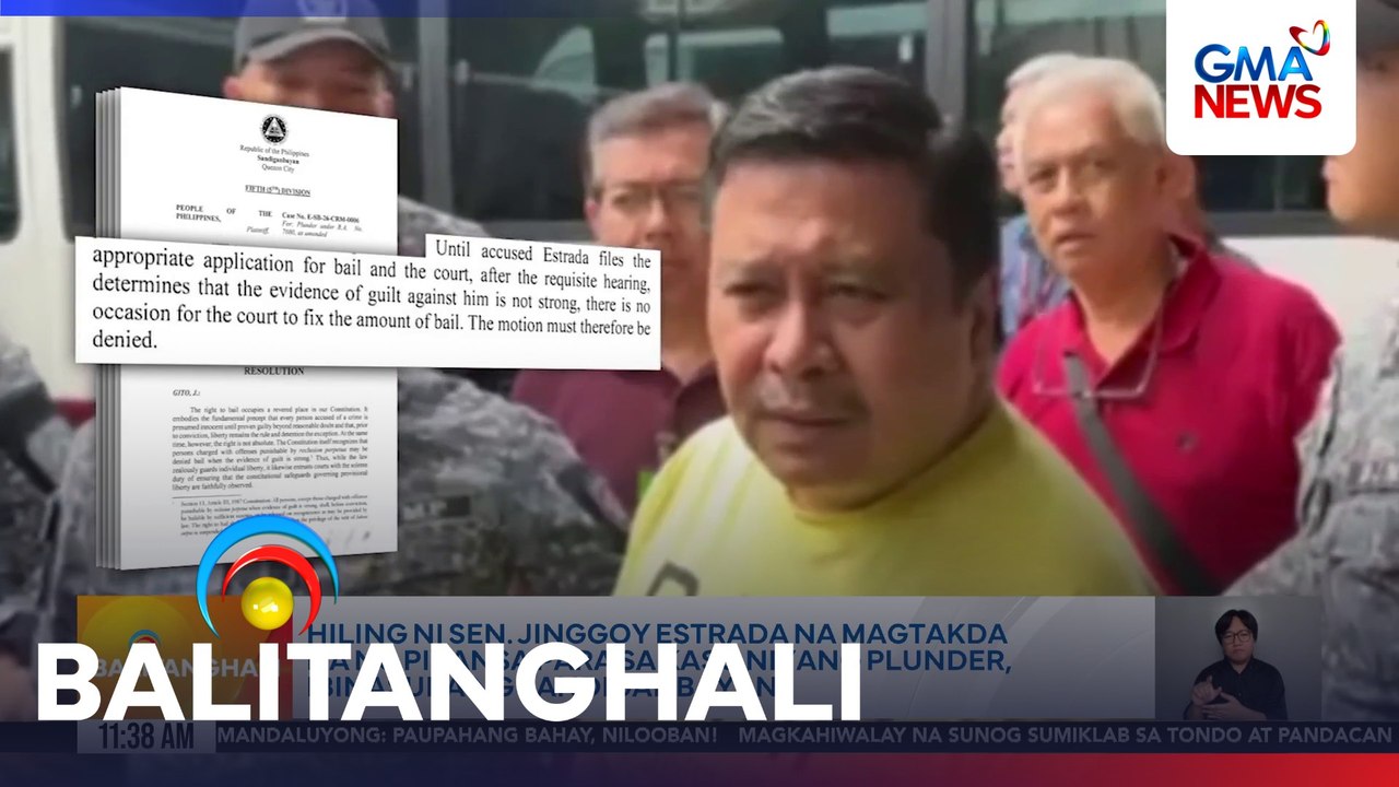 Hiling ni Sen. Jinggoy Estrada na magtakda nang piyansa para sa kaso niyang plunder, ibinasura ng Sandiganbayan | Balitanghali