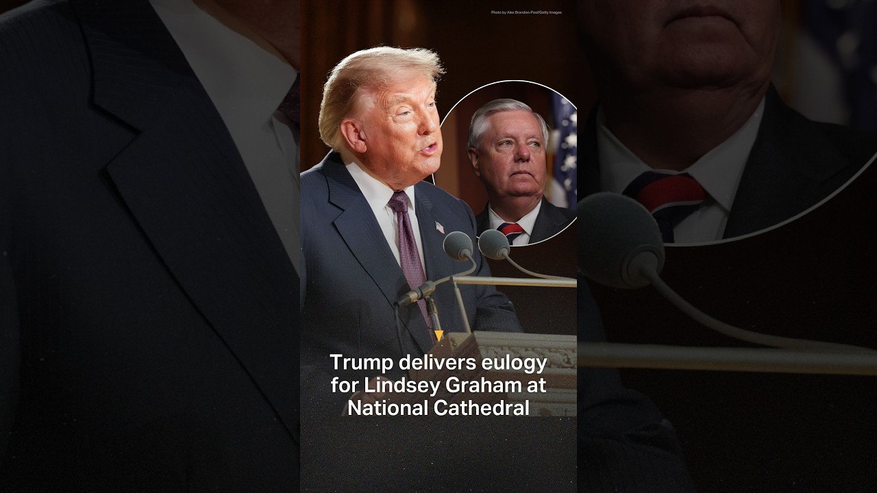 Trump delivers eulogy for Lindsey Graham at National Cathedral